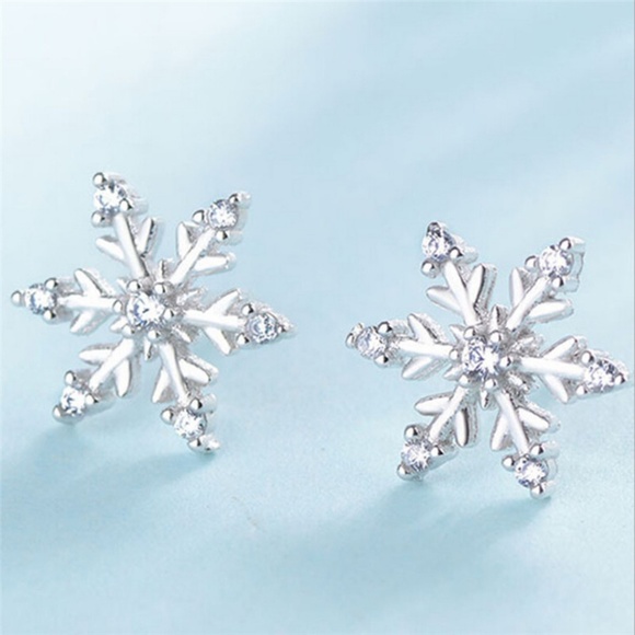 Silver Snowflake Stud Earrings - Picture 6 of 6